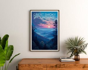 Great Smoky Mountains Travel Poster, Mountain Wall Art, Mountain Print, Great Smoky Mountain Poster, National Park Poster