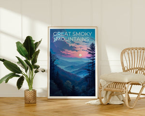 Great Smoky Mountains Travel Poster, Mountain Wall Art, Mountain Print, Great Smoky Mountain Poster, National Park Poster