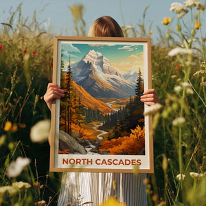 North Cascades National Park Travel Print, Washington State Poster, Mountain Wall Art, North Cascades Poster, Home Decor, Birthday Gift