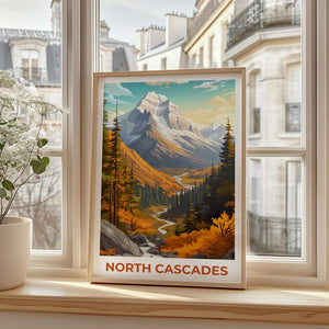 North Cascades National Park Travel Print, Washington State Poster, Mountain Wall Art, North Cascades Poster, Home Decor, Birthday Gift