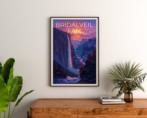 Affiche Bridalveil Fall, Impression Bridalveil Fall, Art Yosemite, Impression Yosemite, Affiche de voyage Bridalveil, Affiche Yosemite