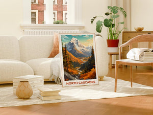 North Cascades National Park Travel Print, Washington State Poster, Mountain Wall Art, North Cascades Poster, Home Decor, Birthday Gift