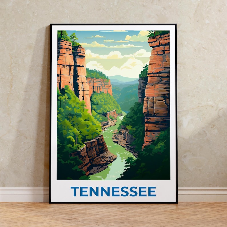 Tennessee Travel Print Big South Fork Poster Cumberland River Wall Art Tennessee Poster Home Decor Birthday Gift