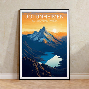 Affiche de voyage Jotunheimen, art mural de Norvège, impression de Norvège, affiche Jotunheimen, affiche de Norvège, affiche de montagne, art Jotunheimen