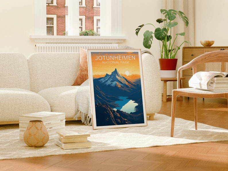 Affiche de voyage Jotunheimen, art mural de Norvège, impression de Norvège, affiche Jotunheimen, affiche de Norvège, affiche de montagne, art Jotunheimen