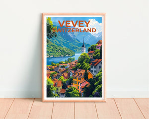 Vevey Poster, Vevey Print, Switzerland Poster, Switzerland Print, Vevey Travel Poster, Switzerland Art, Vevey Art