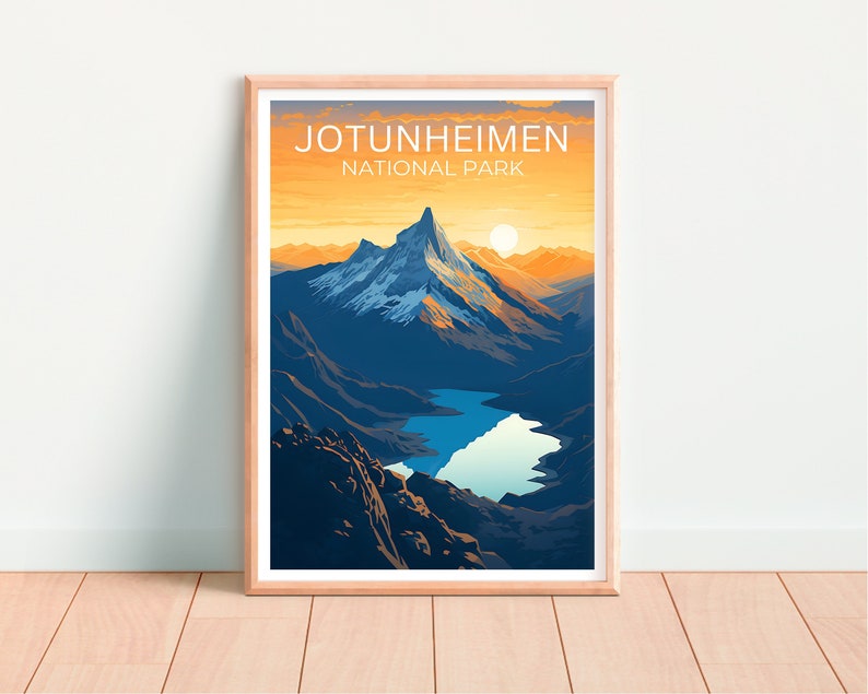 Affiche de voyage Jotunheimen, art mural de Norvège, impression de Norvège, affiche Jotunheimen, affiche de Norvège, affiche de montagne, art Jotunheimen