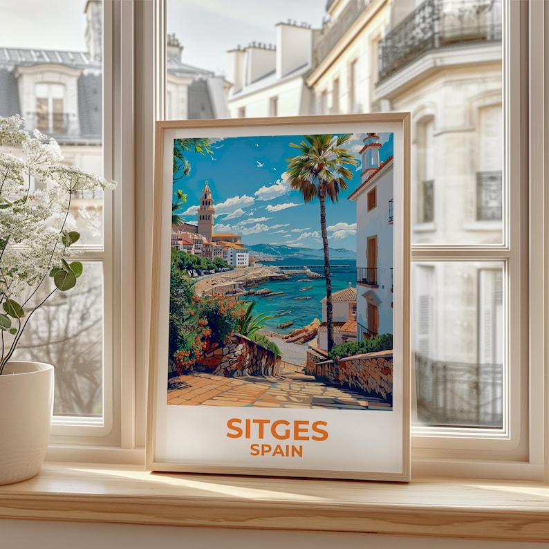 Sitges Travel Poster - Spanish Beach Wall Art
