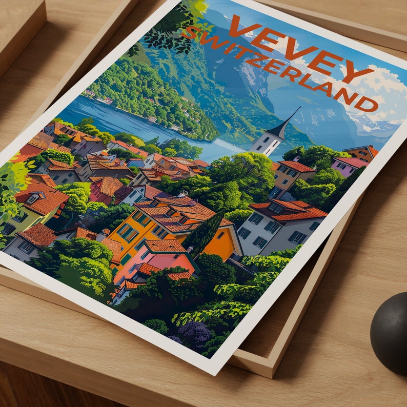 Vevey Poster, Vevey Print, Switzerland Poster, Switzerland Print, Vevey Travel Poster, Switzerland Art, Vevey Art