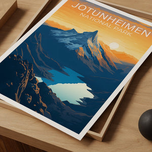 Affiche de voyage Jotunheimen, art mural de Norvège, impression de Norvège, affiche Jotunheimen, affiche de Norvège, affiche de montagne, art Jotunheimen