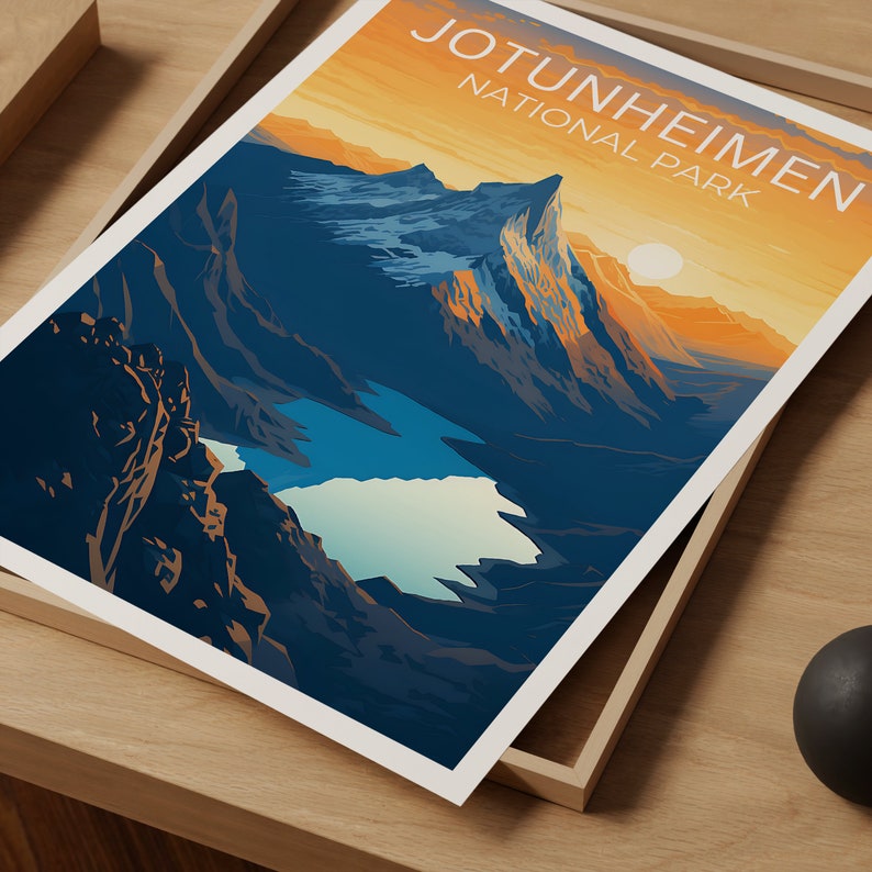 Affiche de voyage Jotunheimen, art mural de Norvège, impression de Norvège, affiche Jotunheimen, affiche de Norvège, affiche de montagne, art Jotunheimen