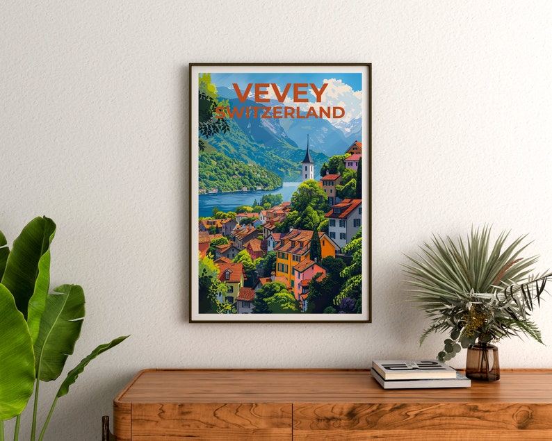 Vevey Poster, Vevey Print, Switzerland Poster, Switzerland Print, Vevey Travel Poster, Switzerland Art, Vevey Art