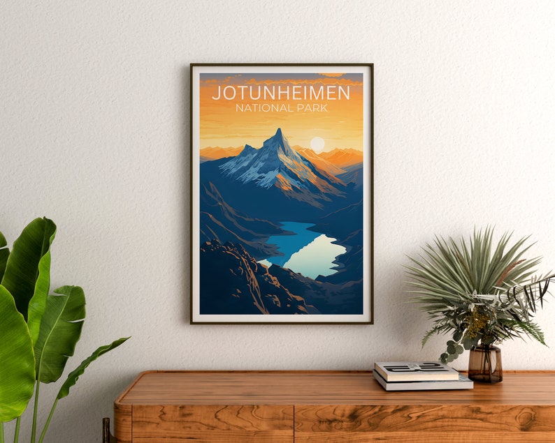 Affiche de voyage Jotunheimen, art mural de Norvège, impression de Norvège, affiche Jotunheimen, affiche de Norvège, affiche de montagne, art Jotunheimen