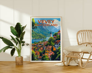 Vevey Poster, Vevey Print, Switzerland Poster, Switzerland Print, Vevey Travel Poster, Switzerland Art, Vevey Art
