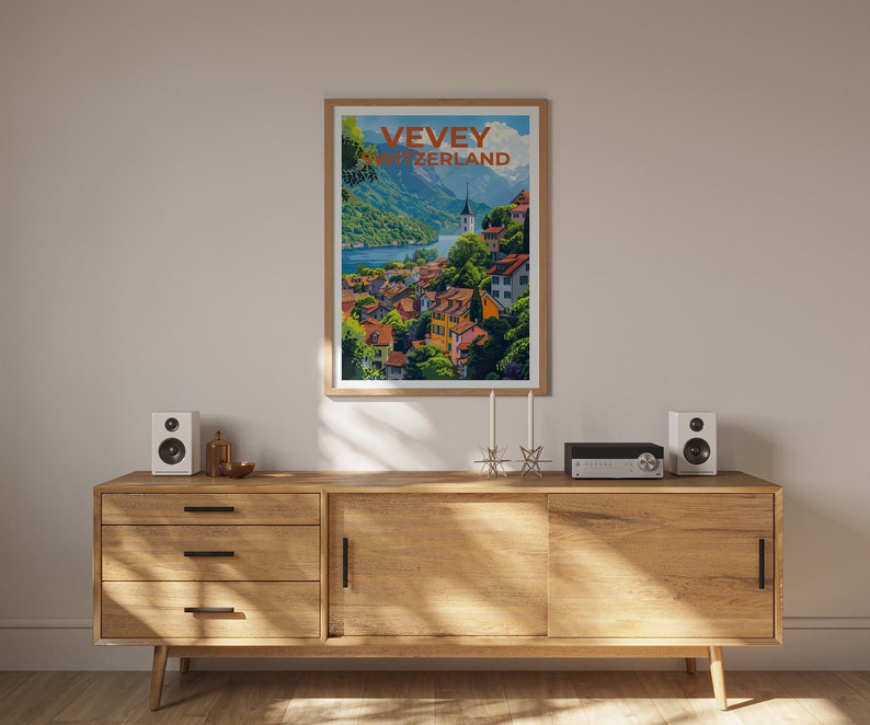 Vevey Poster, Vevey Print, Switzerland Poster, Switzerland Print, Vevey Travel Poster, Switzerland Art, Vevey Art