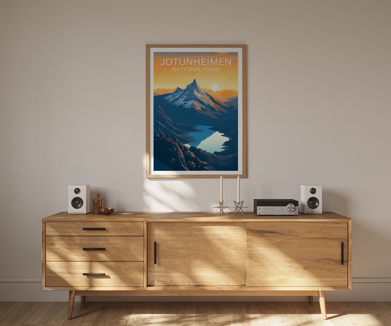 Affiche de voyage Jotunheimen, art mural de Norvège, impression de Norvège, affiche Jotunheimen, affiche de Norvège, affiche de montagne, art Jotunheimen