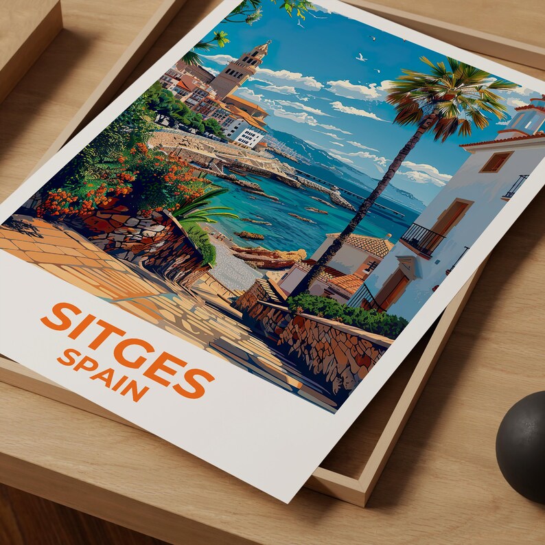 Sitges Travel Poster - Spanish Beach Wall Art