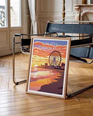 South Carolina Travel Print, Myrtle Beach Poster, Coastal Wall Art, South Carolina Poster, Home Decor, Birthday Gift