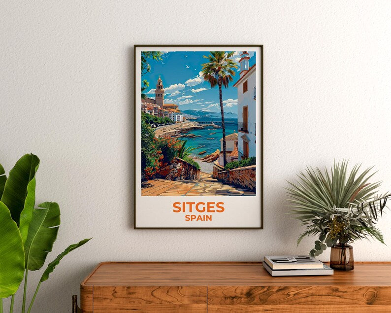 Sitges Travel Poster - Spanish Beach Wall Art