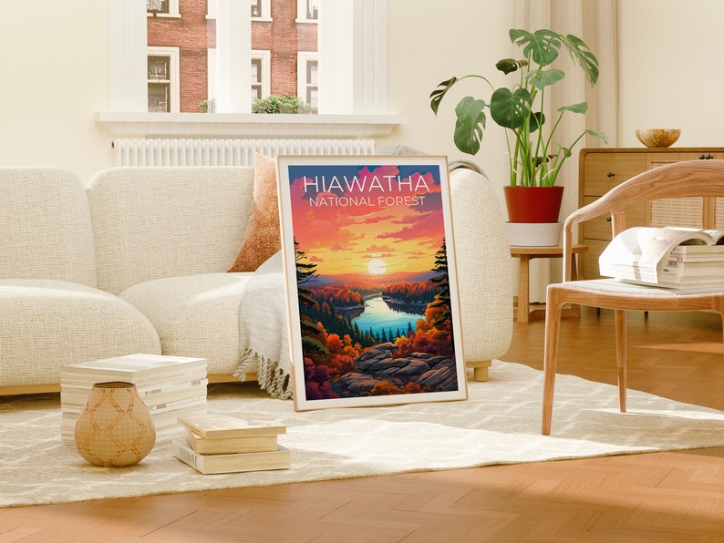 Hiawatha National Forest Poster, Hiawatha Druck, Michigan Poster, Michigan Druck, Hiawatha Reiseposter, Wald Poster, Michigan Kunst
