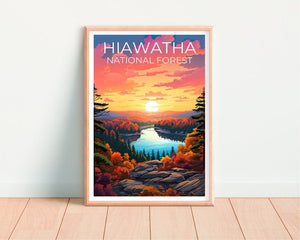 Hiawatha National Forest Poster, Hiawatha Druck, Michigan Poster, Michigan Druck, Hiawatha Reiseposter, Wald Poster, Michigan Kunst