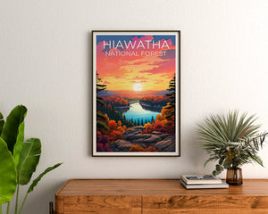 Hiawatha National Forest Poster, Hiawatha Druck, Michigan Poster, Michigan Druck, Hiawatha Reiseposter, Wald Poster, Michigan Kunst