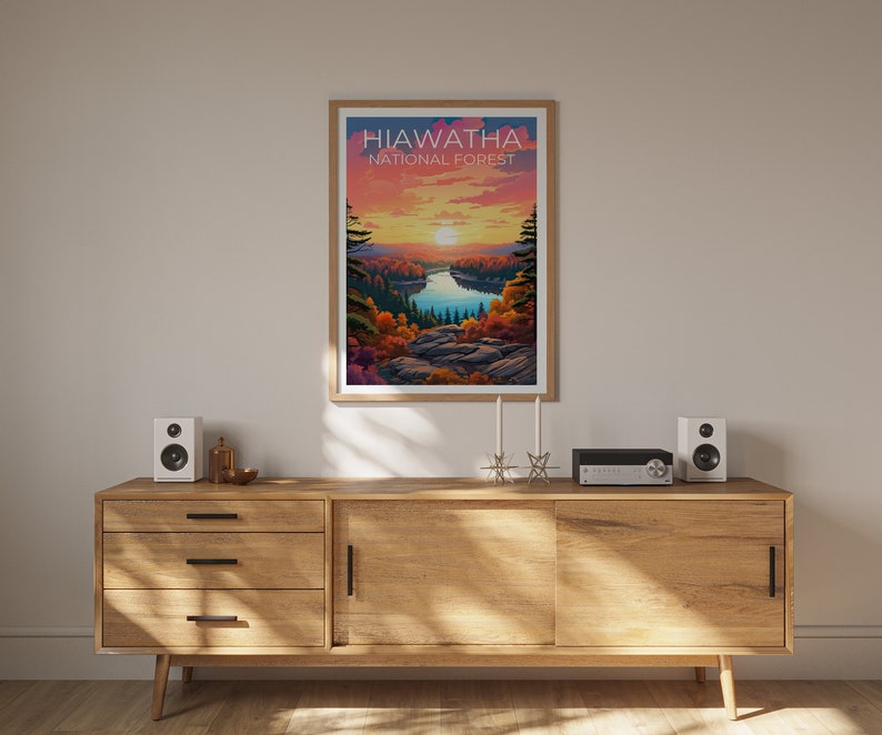 Hiawatha National Forest Poster, Hiawatha Druck, Michigan Poster, Michigan Druck, Hiawatha Reiseposter, Wald Poster, Michigan Kunst