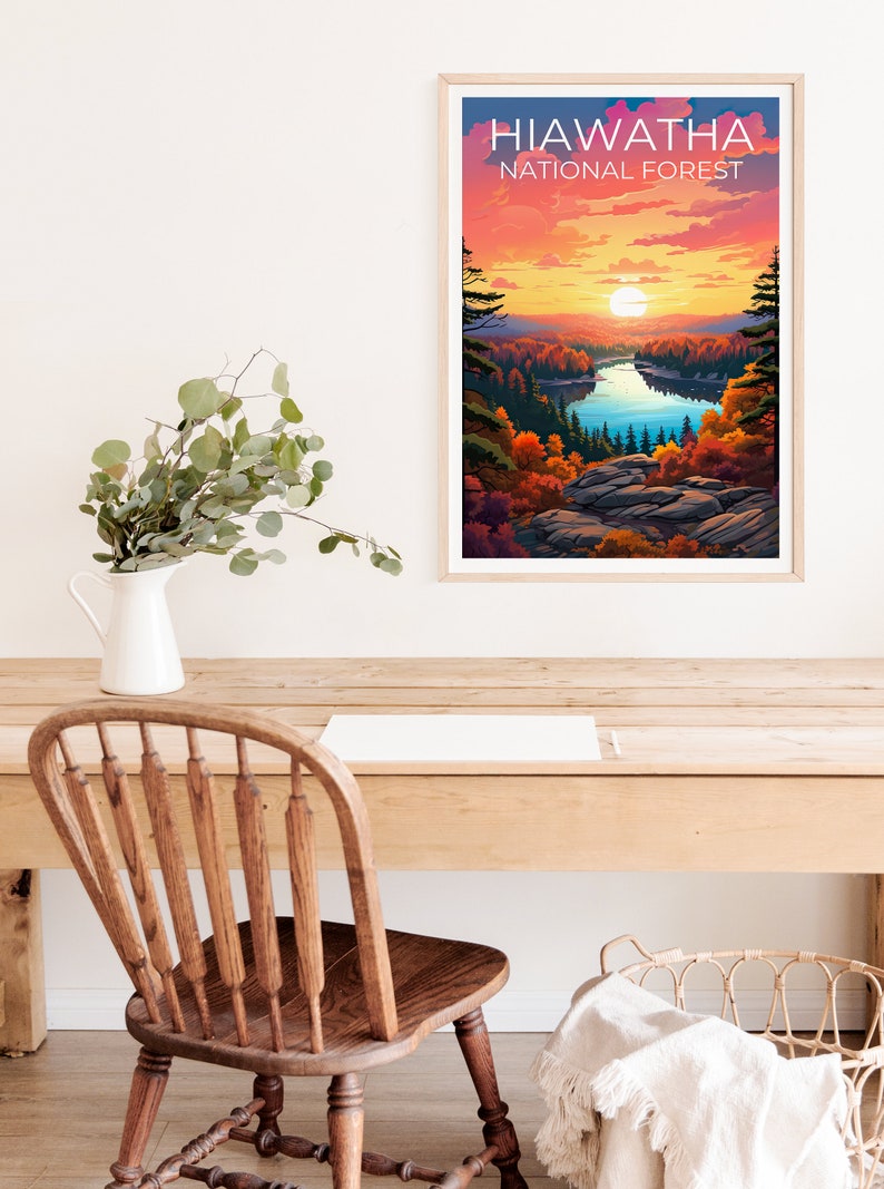 Hiawatha National Forest Poster, Hiawatha Druck, Michigan Poster, Michigan Druck, Hiawatha Reiseposter, Wald Poster, Michigan Kunst