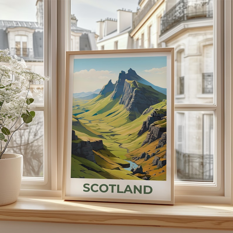 Scotland Poster, United Kingdom Print, Scottish Highlands Poster, Mountain Print, Rural Travel Poster, Countryside Poster, Scotland Art