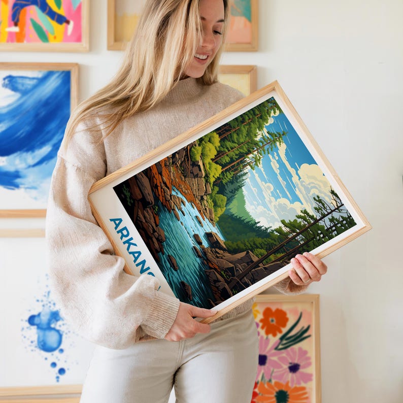 Arkansas Travel Print, Ozarks Poster, Forest Wall Art, Hike Illustration, Arkansas Poster, Home Decor, Birthday Gift