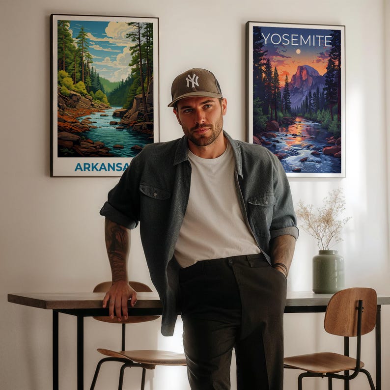 Arkansas Travel Print, Ozarks Poster, Forest Wall Art, Hike Illustration, Arkansas Poster, Home Decor, Birthday Gift