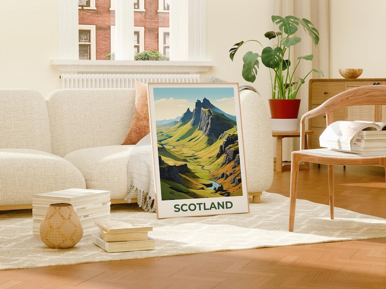 Scotland Poster, United Kingdom Print, Scottish Highlands Poster, Mountain Print, Rural Travel Poster, Countryside Poster, Scotland Art