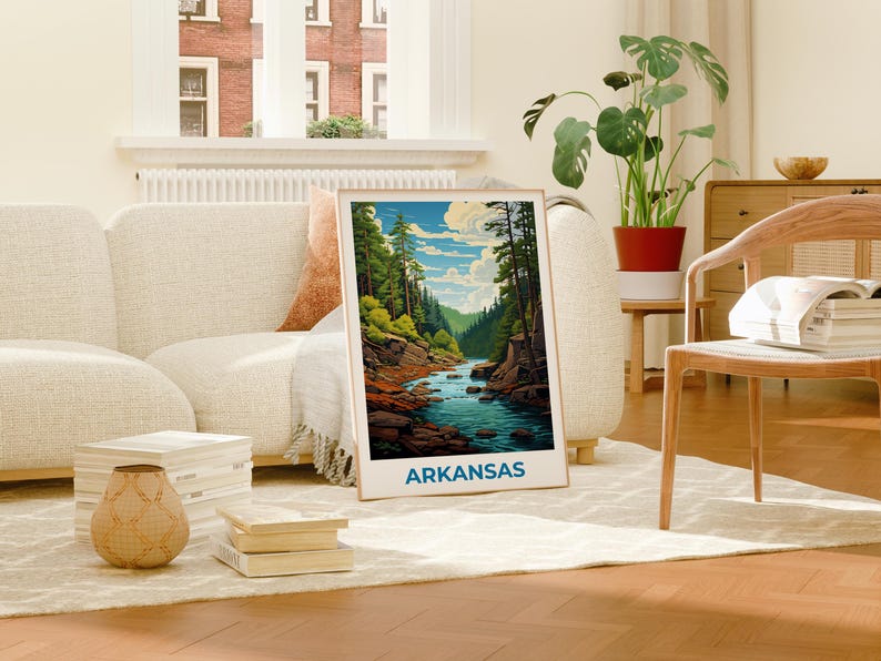 Arkansas Travel Print, Ozarks Poster, Forest Wall Art, Hike Illustration, Arkansas Poster, Home Decor, Birthday Gift