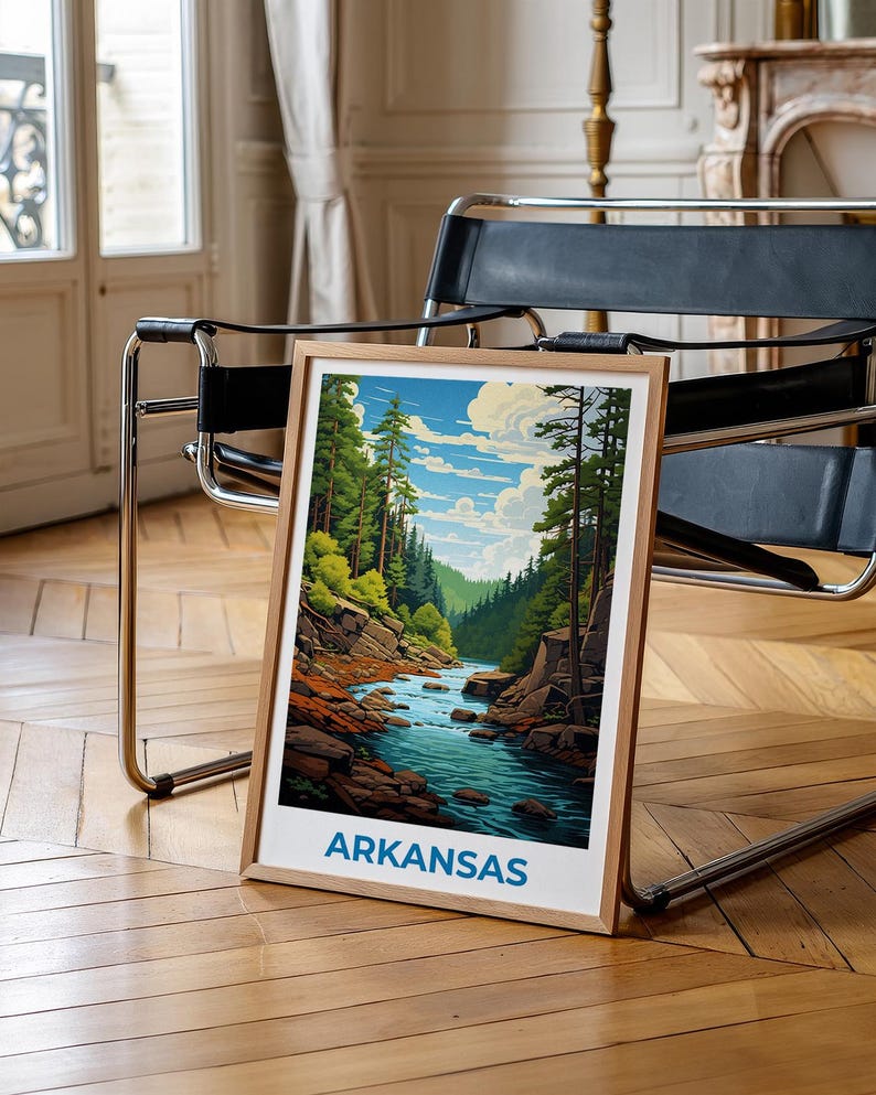 Arkansas Travel Print, Ozarks Poster, Forest Wall Art, Hike Illustration, Arkansas Poster, Home Decor, Birthday Gift