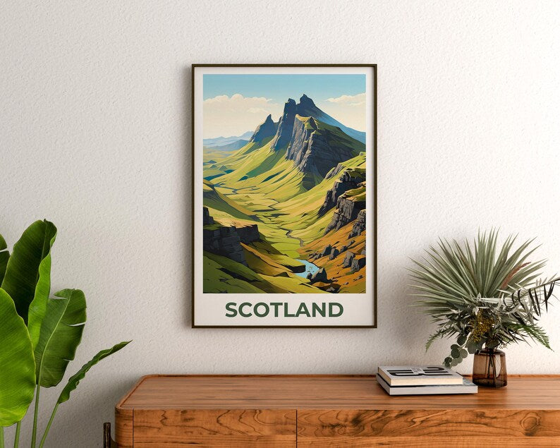 Scotland Poster, United Kingdom Print, Scottish Highlands Poster, Mountain Print, Rural Travel Poster, Countryside Poster, Scotland Art