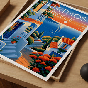 Skiathos Travel Poster, Greece Wall Art, Greece Print, Skiathos Poster, Greece Poster, Europe Poster, Skiathos Print