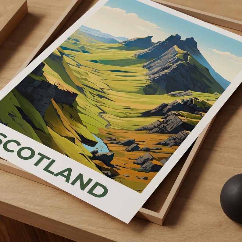 Scotland Poster, United Kingdom Print, Scottish Highlands Poster, Mountain Print, Rural Travel Poster, Countryside Poster, Scotland Art
