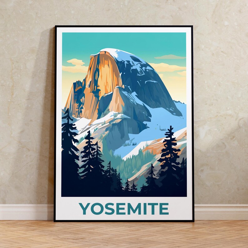 Yosemite Poster, California Travel Print, National Park Art, Half Dome Poster, Scenic Wall Art, Home Decor, Birthday Gift