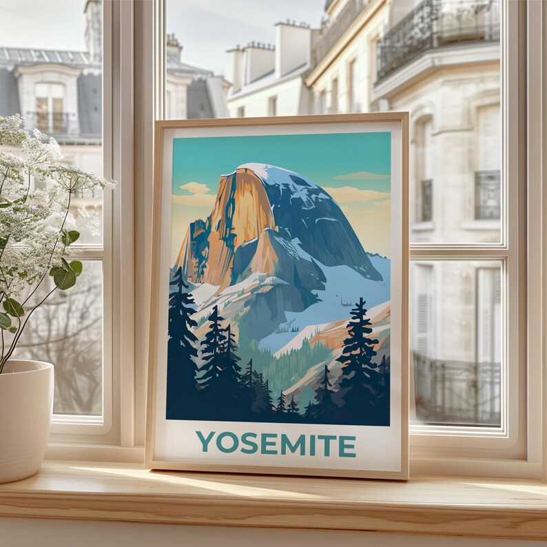 Yosemite Poster, California Travel Print, National Park Art, Half Dome Poster, Scenic Wall Art, Home Decor, Birthday Gift