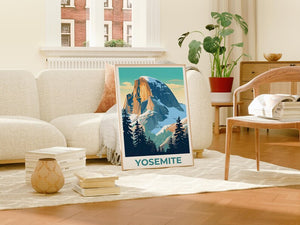 Yosemite Poster, California Travel Print, National Park Art, Half Dome Poster, Scenic Wall Art, Home Decor, Birthday Gift