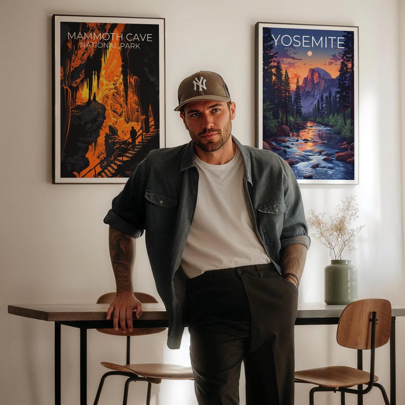 Mammoth Cave National Park Travel Print, Kentucky Poster, Cave Wall Art, Hike Illustration, Mammoth Cave Poster, Home Decor, Birthday Gift