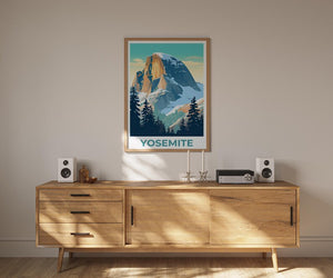 Yosemite Poster, California Travel Print, National Park Art, Half Dome Poster, Scenic Wall Art, Home Decor, Birthday Gift