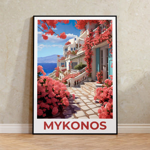 Mykonos Travel Poster, Greece Wall Art, Greece Print, Mykonos Poster, Greece Poster, Mykonos Print, Greece Art