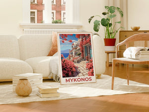 Mykonos Travel Poster, Greece Wall Art, Greece Print, Mykonos Poster, Greece Poster, Mykonos Print, Greece Art