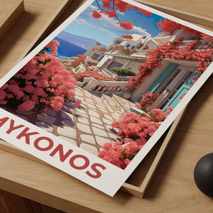 Mykonos Travel Poster, Greece Wall Art, Greece Print, Mykonos Poster, Greece Poster, Mykonos Print, Greece Art