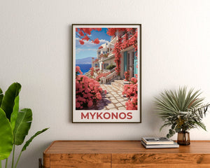 Mykonos Travel Poster, Greece Wall Art, Greece Print, Mykonos Poster, Greece Poster, Mykonos Print, Greece Art