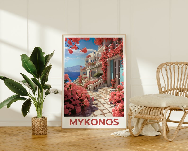 Mykonos Travel Poster, Greece Wall Art, Greece Print, Mykonos Poster, Greece Poster, Mykonos Print, Greece Art