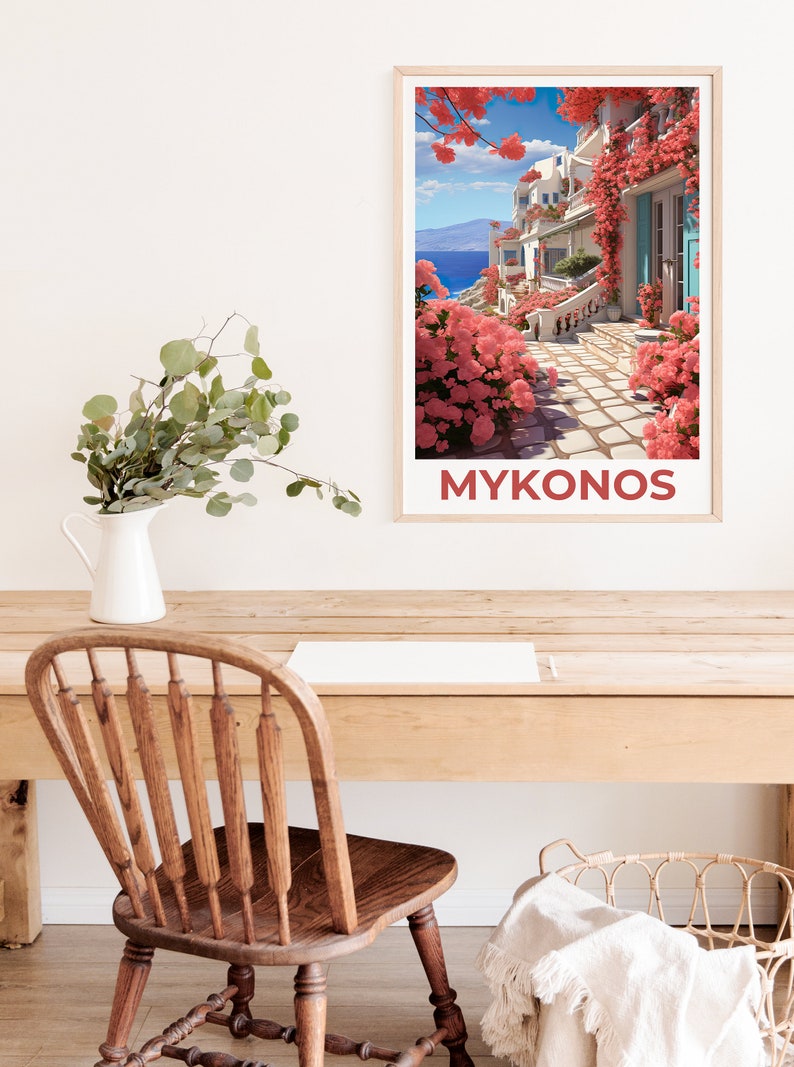 Mykonos Travel Poster, Greece Wall Art, Greece Print, Mykonos Poster, Greece Poster, Mykonos Print, Greece Art