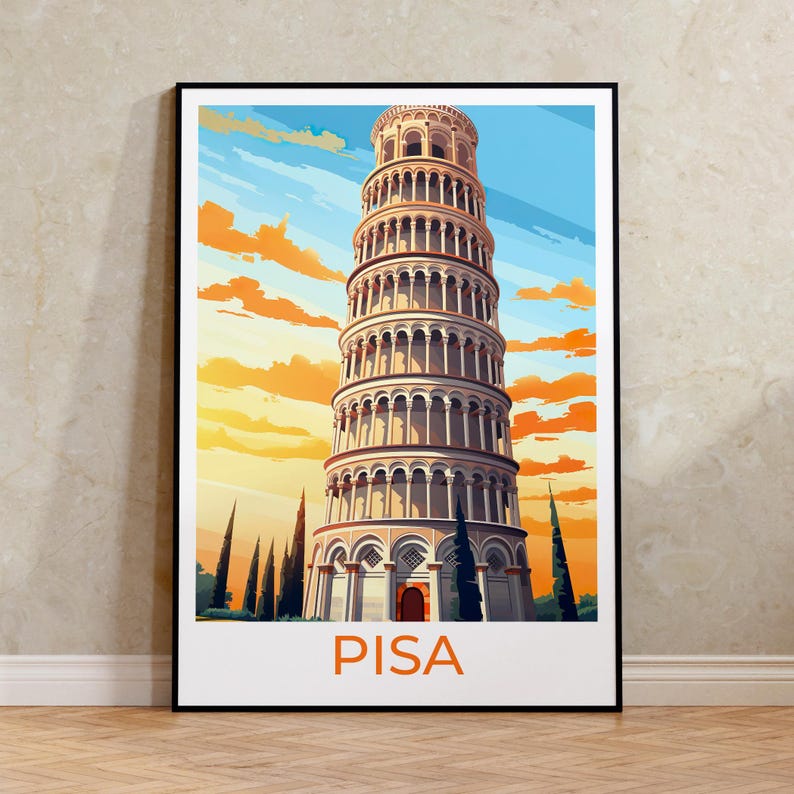 Leaning Tower of Pisa Poster, Italy Wall Art, Leaning Tower of Pisa Print, Italy Poster, Italy Art, Europe Poster, Poster Art, Wall Decor