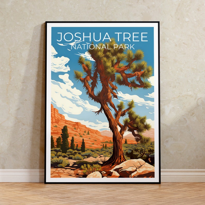 Affiche de voyage Joshua Tree, art mural de Californie, impression de Californie, affiche Joshua Tree, affiche d'arbre, affiche de nature, art Joshua Tree